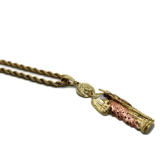 Large St Jude Pendant with Necklace Gold Filled Three Tone NEW - Picture 3 of 3